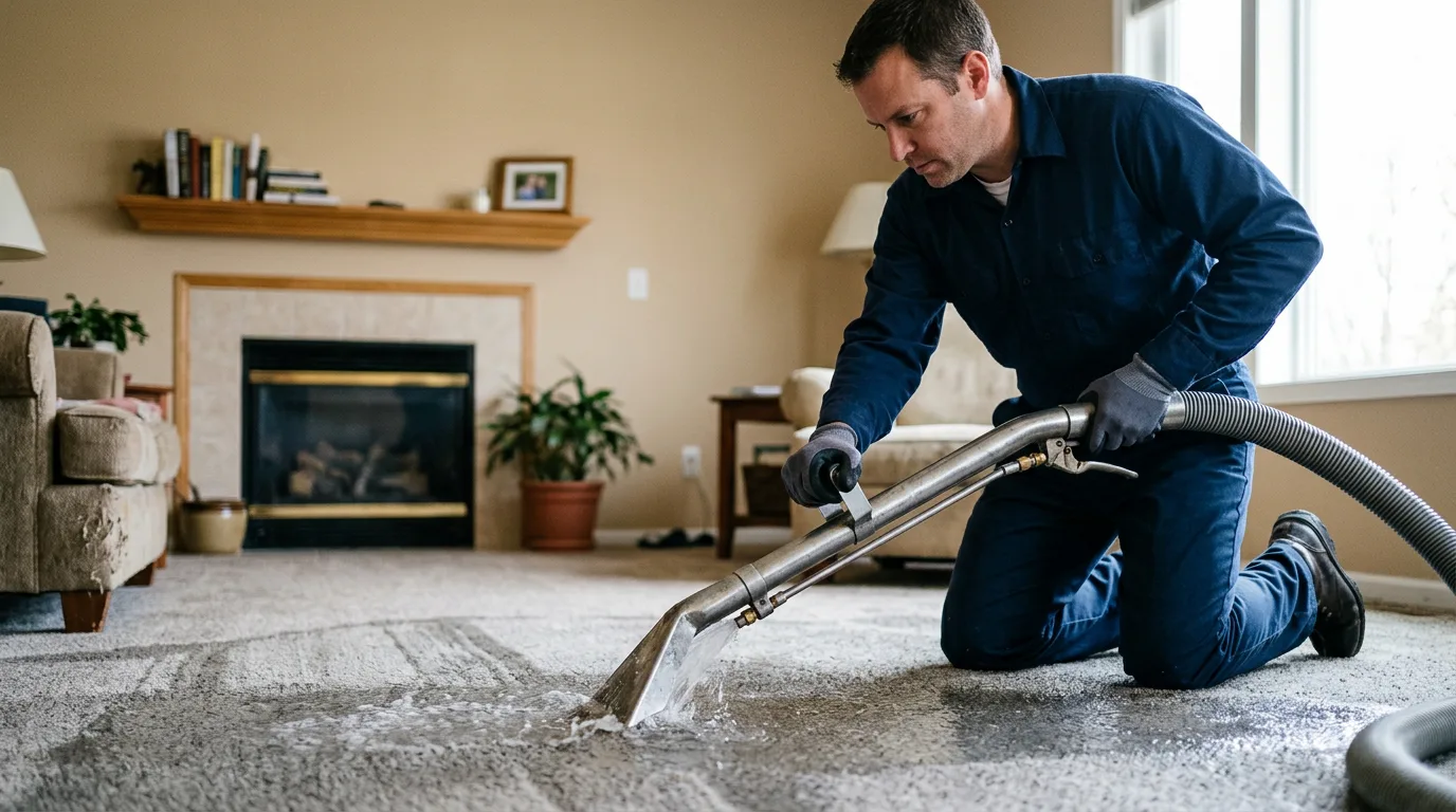 Water damage restoration technician working near Stewartsville, MO